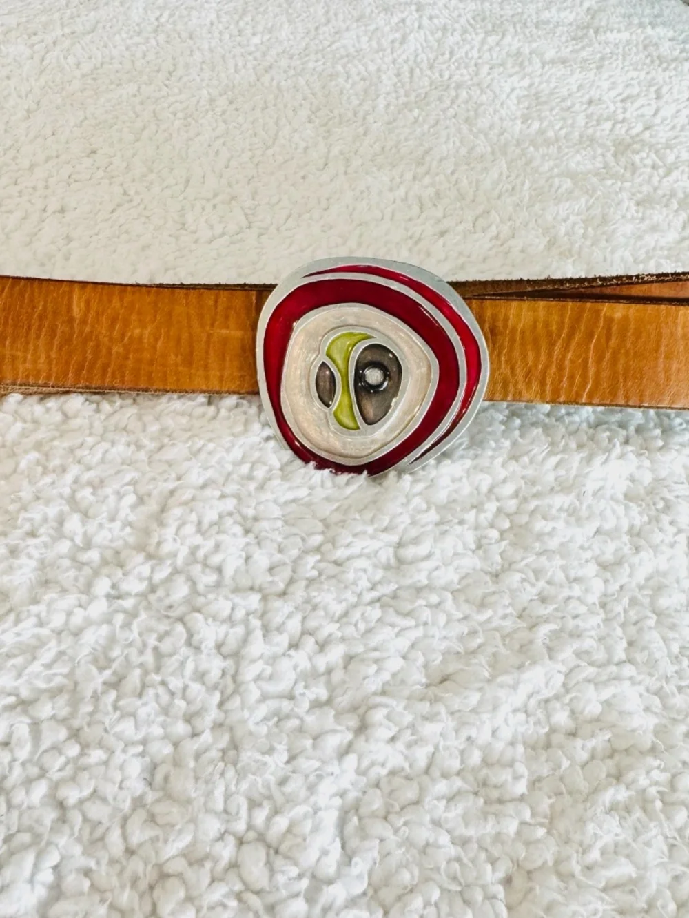 Vintage MCM Belt Buckle Handmade Stainless Steel Leather Belt Unique Unisex 51
